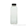 Botella de bebida de plástico para mascotas transparente con tapa